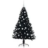 Dirbtinis prieššventinis eglutė su šviesomis Juoda 150 cm PVC