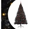 Dirbtinis prieššventinis eglutė su šviesomis Juoda 210 cm PVC