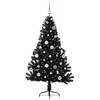 Dirbtinis prieššventinis eglutė su šviesomis Juoda 150 cm PVC
