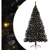 Dirbtinis prieššventinis eglutė su šviesomis Juoda 180 cm PVC