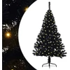 Dirbtinis prieššventinis eglutė su šviesomis Juoda 150 cm PVC