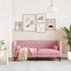 Dvivietė chesterfield sofa su pagalvėlėmis, rožinė, aksomas