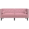 Dvivietė chesterfield sofa su pagalvėlėmis, rožinė, aksomas