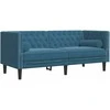 Dvivietė chesterfield sofa su pagalvėlėmis, mėlyna, aksomas