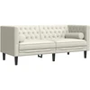 Dvivietė chesterfield sofa su pagalvėlėmis, kreminė, aksomas