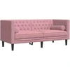 Dvivietė chesterfield sofa su pagalvėlėmis, rožinė, aksomas