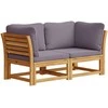 Dvivietė sodo sofa su pagalvėlėmis, akacijos medienos masyvas