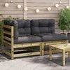 Dvivietė sodo sofa su pagalvėlėmis, impregnuota pušies mediena
