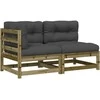 Dvivietė sodo sofa su pagalvėlėmis, impregnuota pušies mediena
