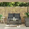 Dvivietė sodo sofa su pagalvėlėmis ir staliuku, pilkos spalvos