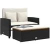 Dvivietė sodo sofa su pagalvėlėmis, juoda, poliratanas/akacija