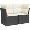 Dvivietė sodo sofa su pagalvėlėmis, juodos spalvos, poliratanas
