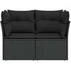 Dvivietė sodo sofa su pagalvėlėmis, juodos spalvos, poliratanas