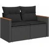 Dvivietė sodo sofa su pagalvėlėmis, juodos spalvos, poliratanas
