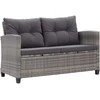 Dvivietė sodo sofa su pagalvėlėmis, pilka, 124cm, poliratanas