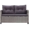 Dvivietė sodo sofa su pagalvėlėmis, pilka, 124cm, poliratanas