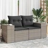 Dvivietė sodo sofa su pagalvėlėmis, pilkos spalvos, poliratanas