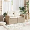Dvivietė sodo sofa su pagalvėlėmis, smėlio spalvos, poliratanas