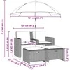 Dvivietė sodo sofa su skėčiu/taburetėmis, smėlio, poliratanas
