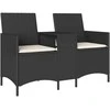 Dvivietė sodo sofa su staliuku ir pagalvėlėmis, juodos spalvos