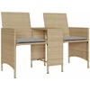 Dvivietė sodo sofa su staliuku/taburetėmis, smėlio, poliratanas