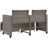 Dvivietė sodo sofa su staliuku/taburetėmis, pilka, poliratanas