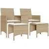 Dvivietė sodo sofa su staliuku/taburetėmis, smėlio, poliratanas