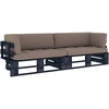 Dvivietė sofa iš palečių su pagalvėlėmis, impregnuota pušis