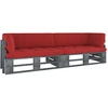 Lauko baldų komplektas Dvivietė sofa iš palečių su pagalvėlėmis, impregnuota pušis