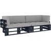 Lauko baldų komplektas Dvivietė sofa iš palečių su pagalvėlėmis, impregnuota pušis