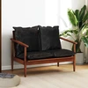 Dvivietė sofa, juodos spalvos, tikra oda ir akacijos masyvas