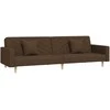 Dvivietė sofa-lova dvejomis pagalvėmis, rudos spalvos, audinys