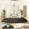 Dvivietė sofa-lova dvejomis pagalvėmis, rudos spalvos, audinys