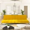 Dvivietė sofa-lova, geltonos spalvos, aksomas