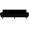 Dvivietė sofa-lova, juodos spalvos, aksomas