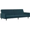 Dvivietė sofa-lova, mėlynos spalvos, aksomas
