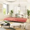 Dvivietė sofa-lova, rožinės spalvos, aksomas