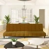 Dvivietė sofa-lova, rudos spalvos, aksomas