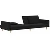 Dvivietė sofa-lova su dvejomis pagalvėmis, juoda, audinys