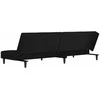 Dvivietė sofa-lova su dvejomis pagalvėmis, juoda, aksomas