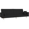 Dvivietė sofa-lova su dvejomis pagalvėmis, juoda, audinys