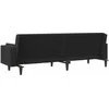 Dvivietė sofa-lova su dvejomis pagalvėmis, juoda, aksomas