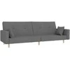 Dvivietė sofa-lova su dvejomis pagalvėmis, pilka, audinys