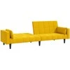 Dvivietė sofa-lova su dvejomis pagalvėmis, geltona, aksomas