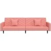 Dvivietė sofa-lova su dvejomis pagalvėmis, rožinė, aksomas