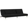 Dvivietė sofa-lova su dvejomis pagalvėmis, juoda, audinys