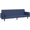 Dvivietė sofa-lova su dvejomis pagalvėmis, mėlyna, audinys