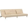 Dvivietė sofa-lova su dvejomis pagalvėmis, kreminė, audinys
