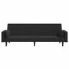 Dvivietė sofa-lova su dvejomis pagalvėmis, juoda, aksomas