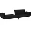 Dvivietė sofa-lova su dvejomis pagalvėmis, juoda, aksomas